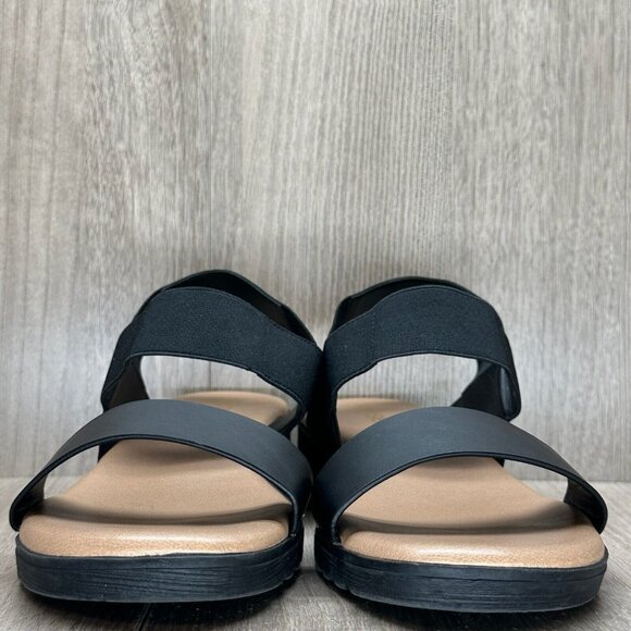 Kensie Everlee Sandals Womens Sz 8.5M Elastic Straps Open Toe Summer Wedge Black - Picture 4 of 12